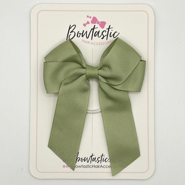 3.5 Inch Tail Bow Thin Elastic - Spring Moss