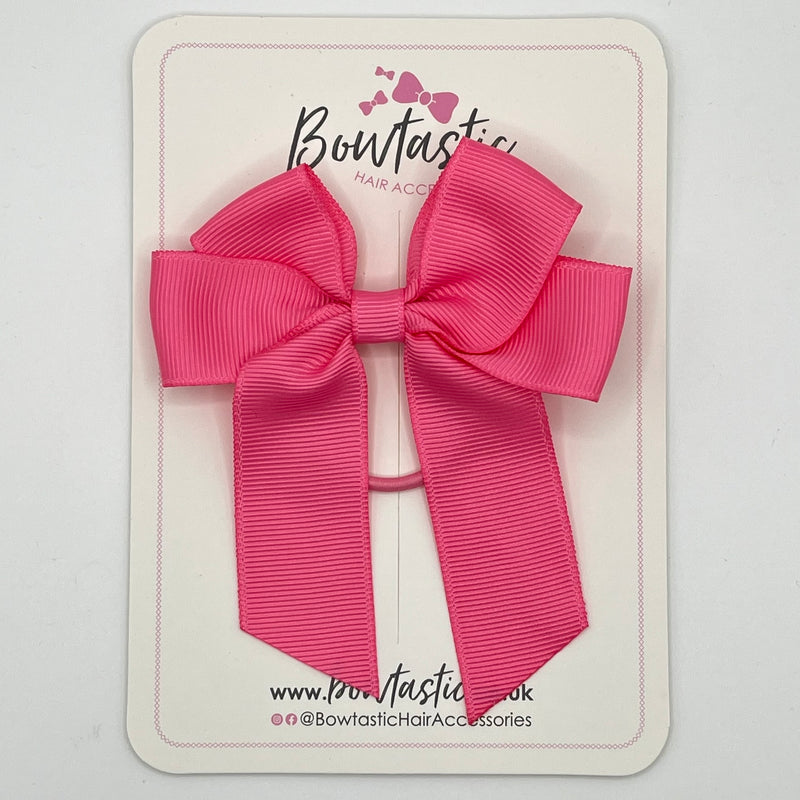 3.5 Inch Tail Bow Thin Elastic - Hot Pink