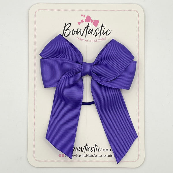 3.5 Inch Tail Bow Thin Elastic - Delphinium