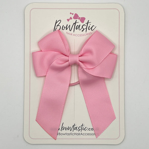 3.5 Inch Tail Bow Thin Elastic - Rose Pink