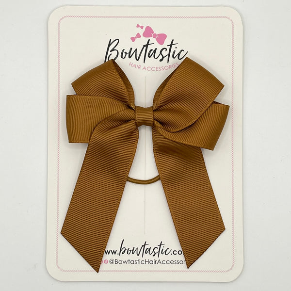 3.5 Inch Tail Bow Thin Elastic - Golden Brown