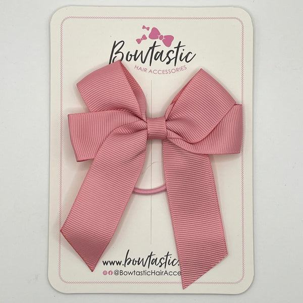 3.5 Inch Tail Bow Thin Elastic - Peony