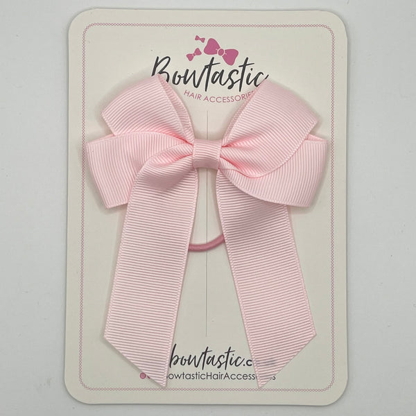 3.5 Inch Tail Bow Thin Elastic - Powder Pink