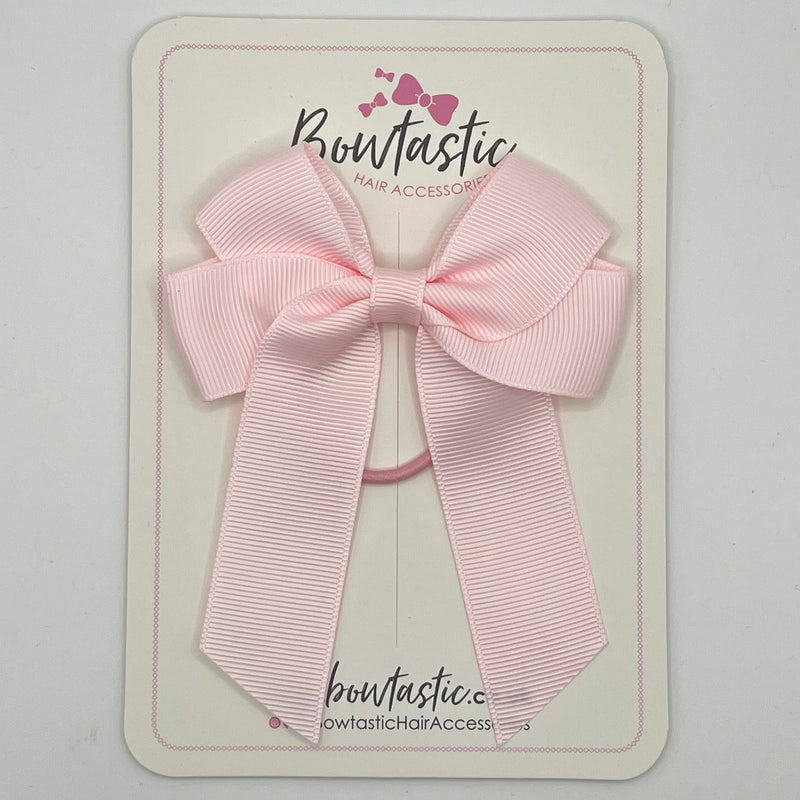 3.5 Inch Tail Bow Thin Elastic - Powder Pink