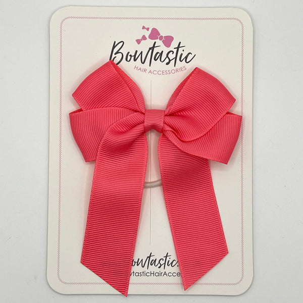 3.5 Inch Tail Bow Thin Elastic - Coral Rose