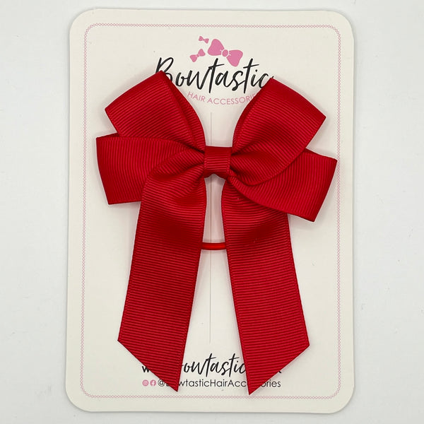 3.5 Inch Tail Bow Thin Elastic - Ruby