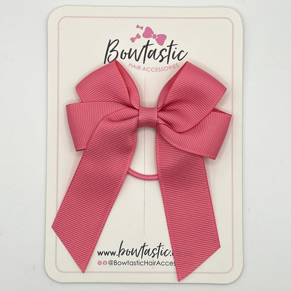 3.5 Inch Tail Bow Thin Elastic - Fantasy Rose