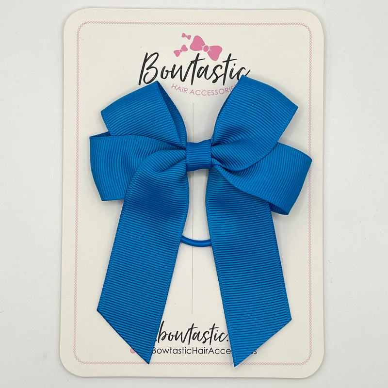 3.5 Inch Tail Bow Thin Elastic - Aegean Blue