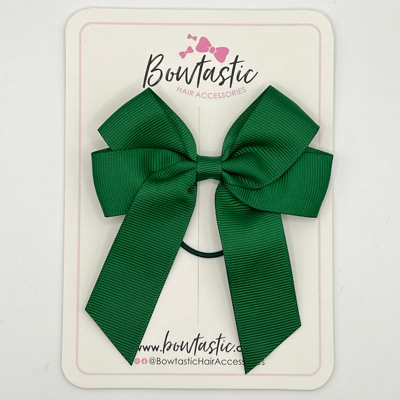 3.5 Inch Tail Bow Thin Elastic - Forest Green