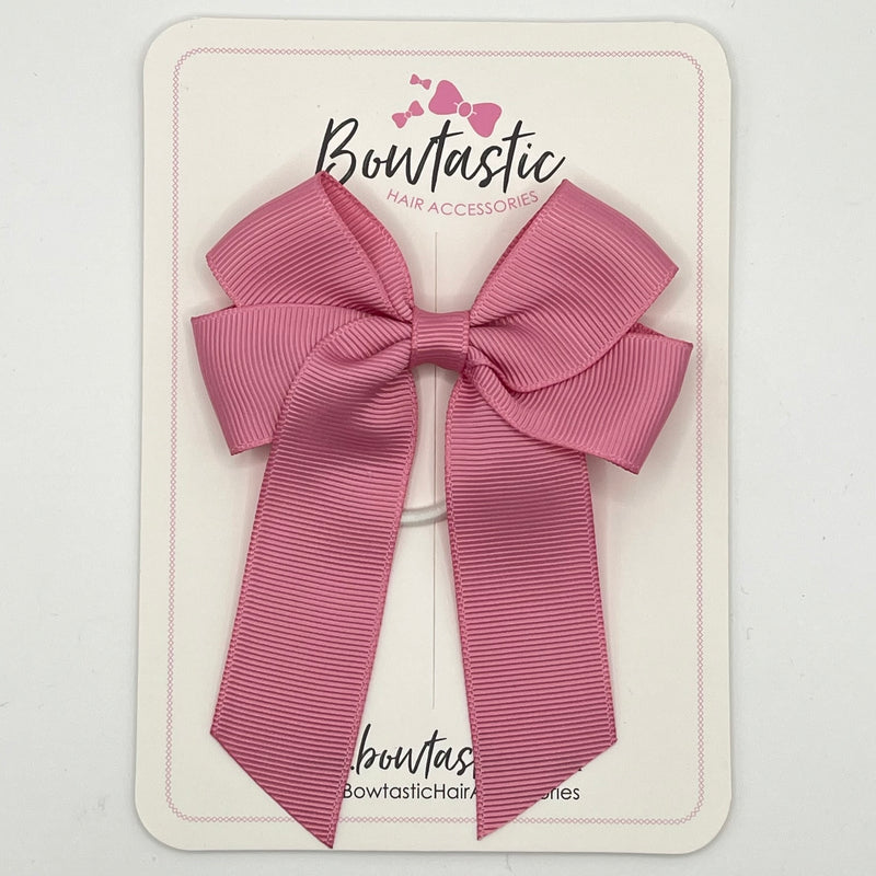 3.5 Inch Tail Bow Thin Elastic - Wild Rose