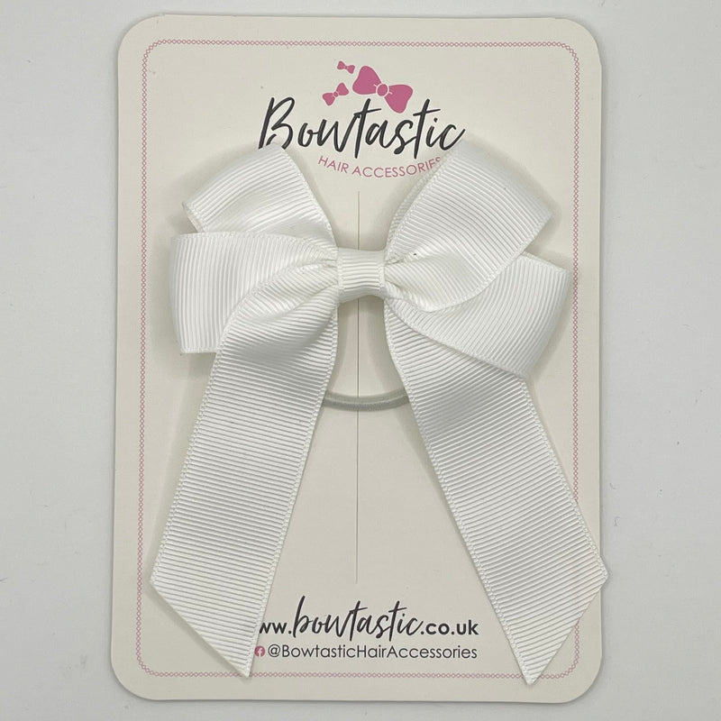 3.5 Inch Tail Bow Thin Elastic - White