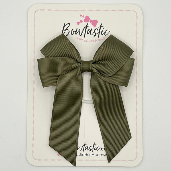 3.5 Inch Tail Bow Thin Elastic - Deep Sage