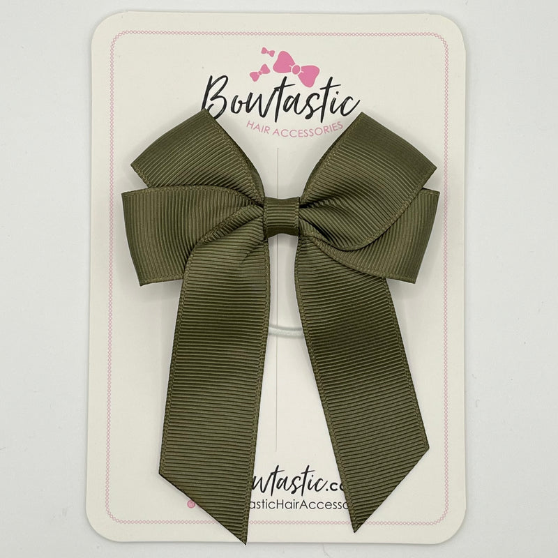 3.5 Inch Tail Bow Thin Elastic - Deep Sage