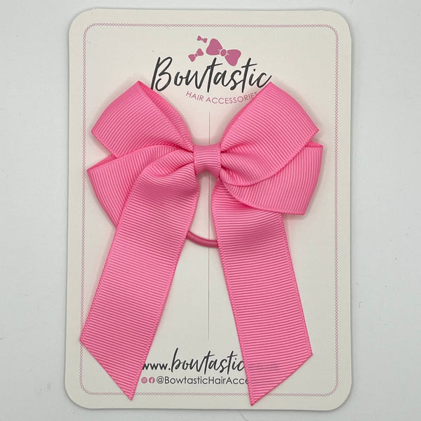 3.5 Inch Tail Bow Thin Elastic - Geranium Pink