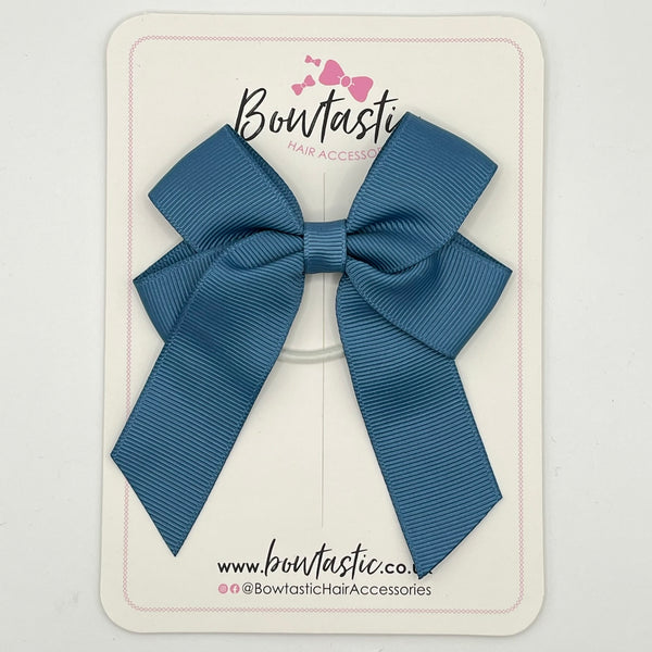 3.5 Inch Tail Bow Thin Elastic - Antique Blue