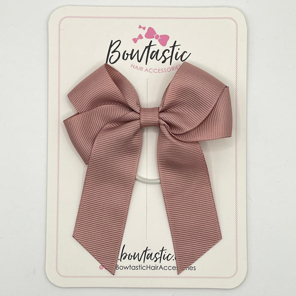 3.5 Inch Tail Bow Thin Elastic - Antique Mauve