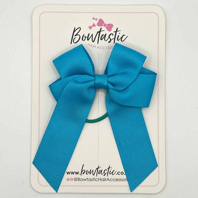 3.5 Inch Tail Bow Thin Elastic - Turquoise