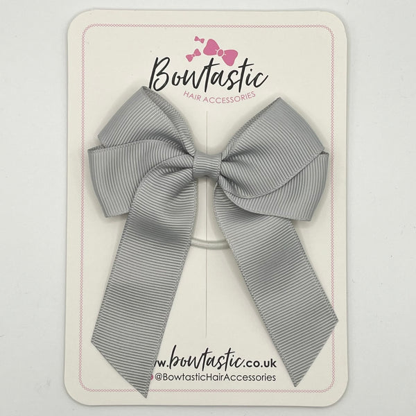 3.5 Inch Tail Bow Thin Elastic - Shell Grey