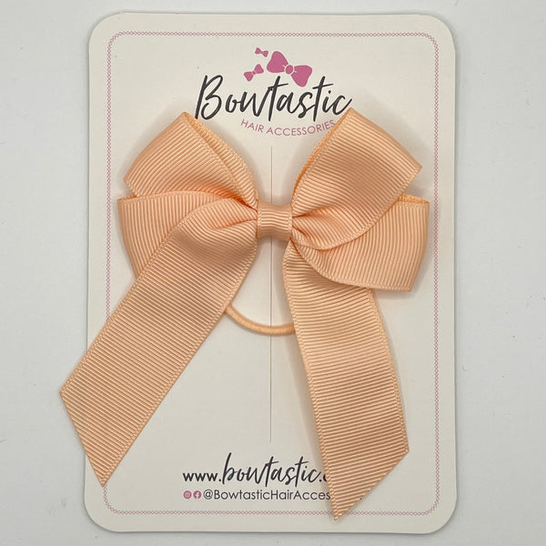 3.5 Inch Tail Bow Thin Elastic - Petal Peach