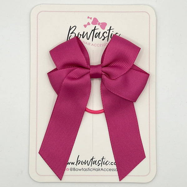 3.5 Inch Tail Bow Thin Elastic - Raspberry Rose