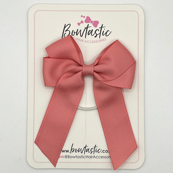 3.5 Inch Tail Bow Thin Elastic - Dusty Rose