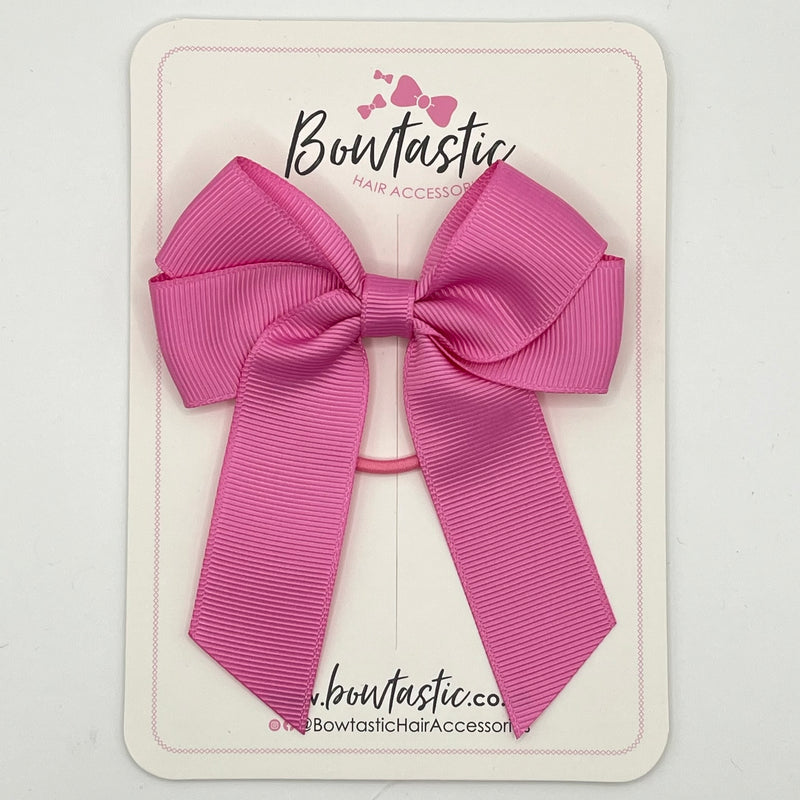 3.5 Inch Tail Bow Thin Elastic - Rose Bloom