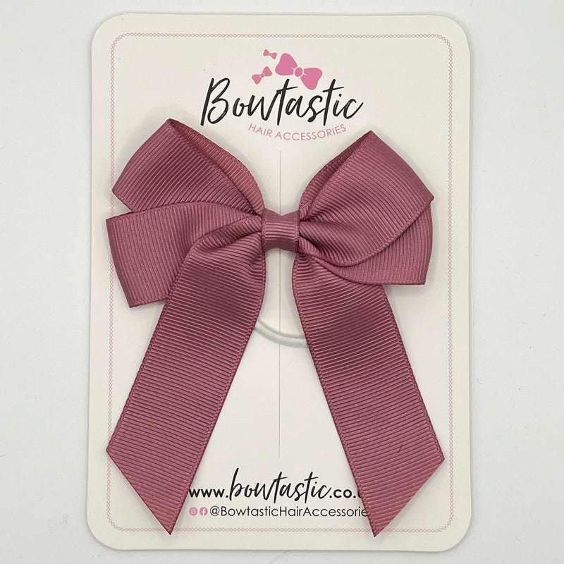 3.5 Inch Tail Bow Thin Elastic - Rosy Mauve