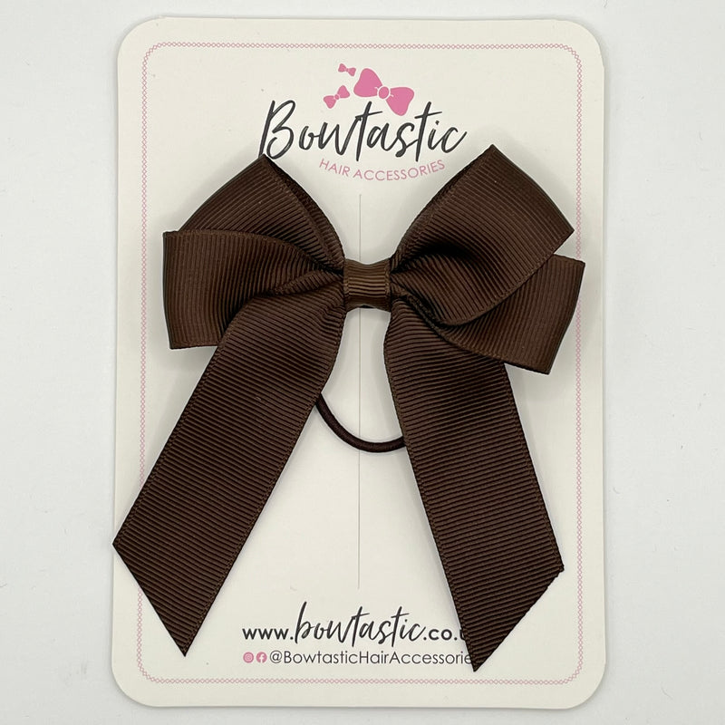 3.5 Inch Tail Bow Thin Elastic - Brown