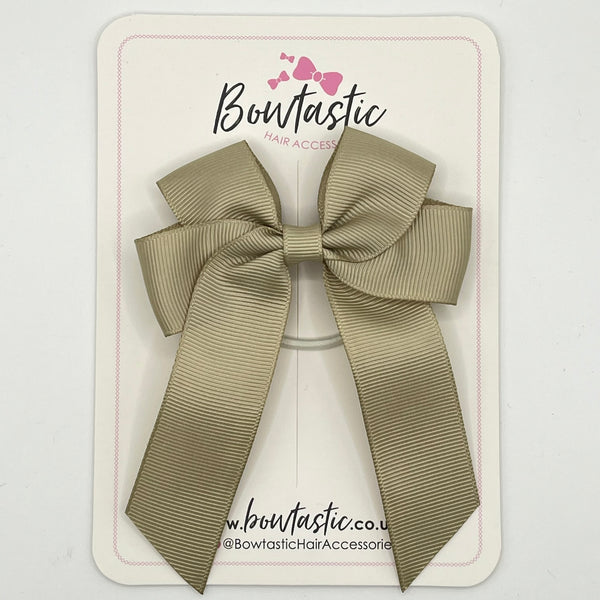 3.5 Inch Tail Bow Thin Elastic - Olive Grey