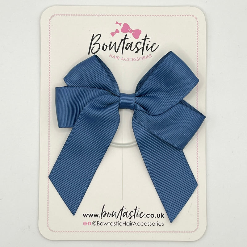 3.5 Inch Tail Bow Thin Elastic - Smoke Blue