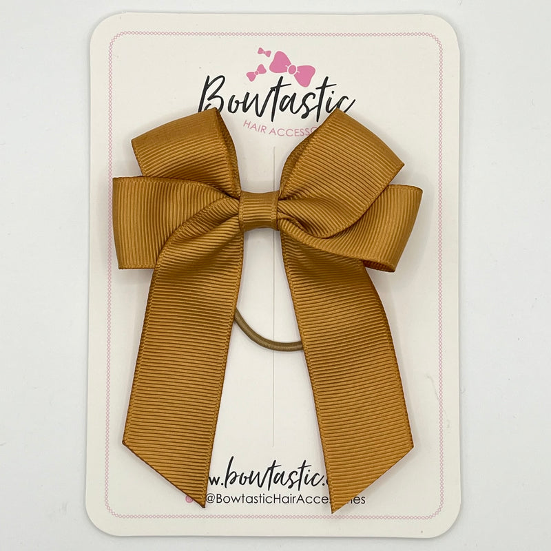 3.5 Inch Tail Bow Thin Elastic - Pale Gold