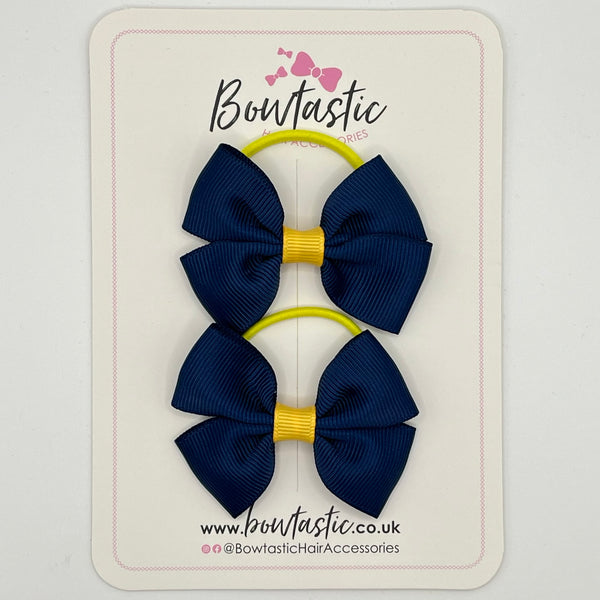 2.5 Inch Butterfly Bow - Navy & Yellow Gold - 2 Pack