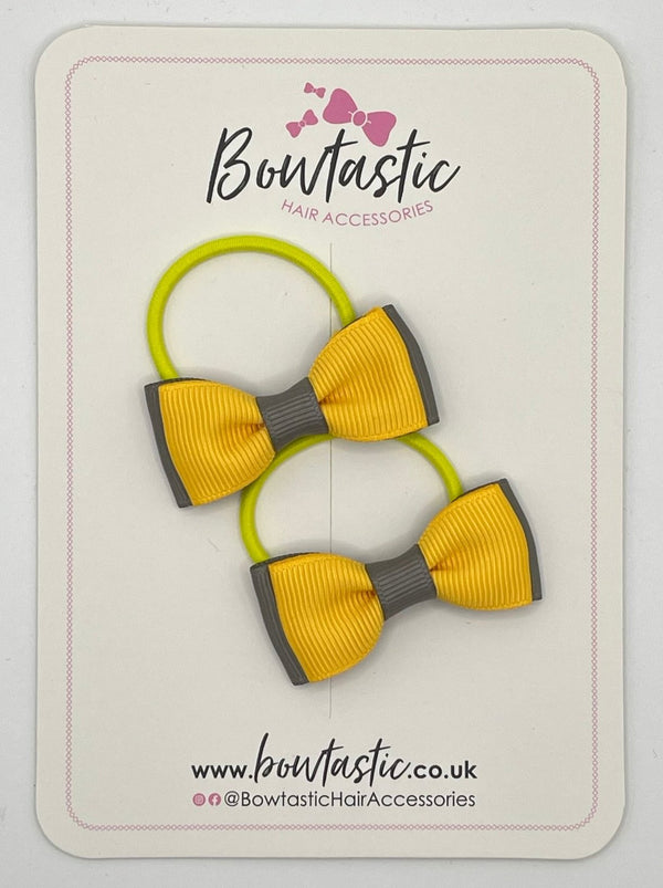 1.75 Inch Bow Thin Elastic - Yellow Gold & Metal Grey - 2 Pack