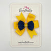 3 Inch 2 Layer Pinwheel Bow - Navy & Yellow Gold