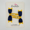3 Inch Flat Bow Snap Clip - Navy & Yellow Gold - 2 Pack