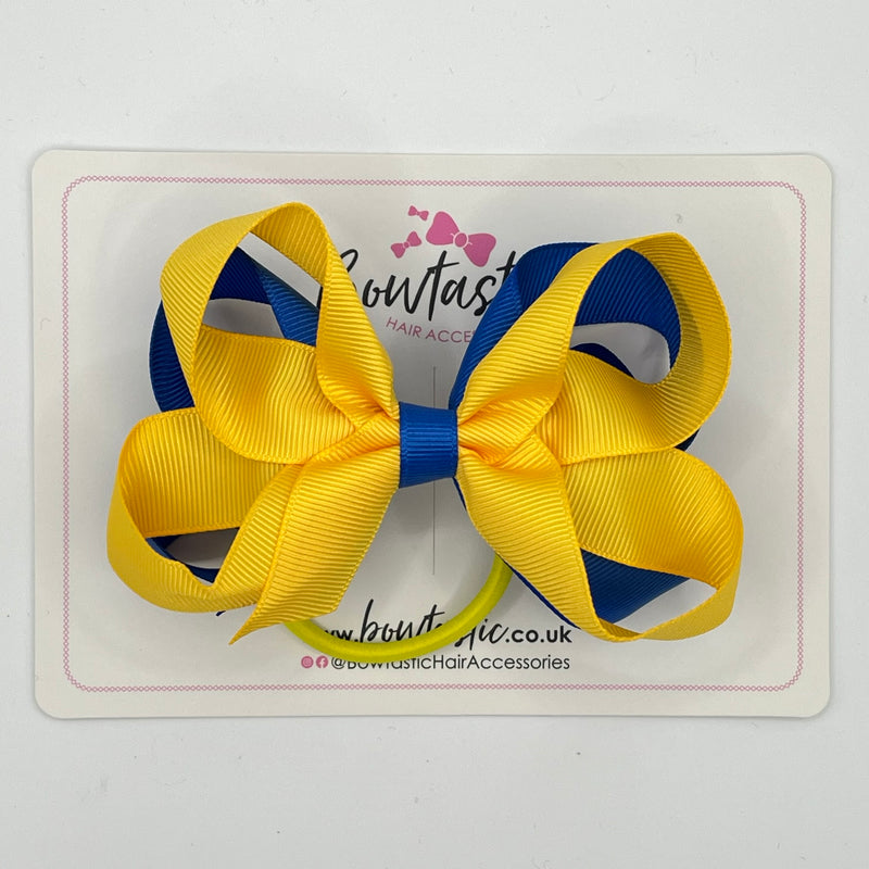 4 Inch 2 Layer Bow Bobble - Yellow Gold & Royal Blue