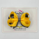 3.5 Inch 2 Layer Bow Thin Elastic - Yellow Gold & Metal Grey