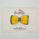 3 Inch Flat Double Bow - Yellow Gold & Metal Grey
