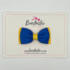 3 Inch Flat Double Bow - Royal Blue & Yellow Gold