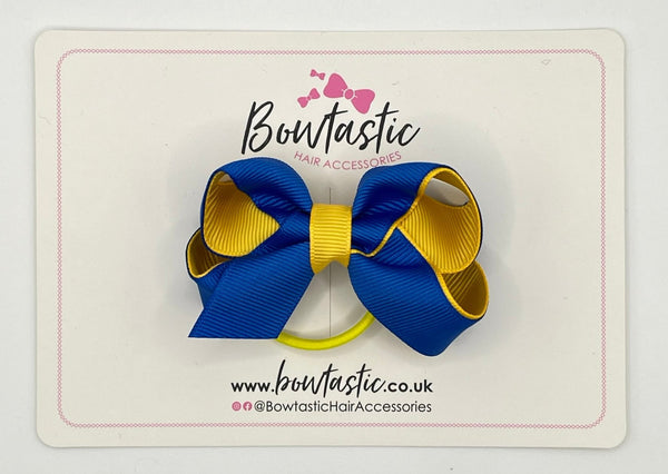 3 Inch Bow Thin Elastic - Royal Blue & Yellow Gold