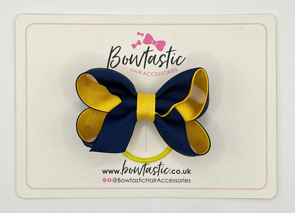 3 Inch Bow Thin Elastic - Navy & Yellow Gold