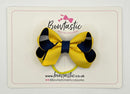 3 Inch Bow Thin Elastic - Yellow Gold & Navy