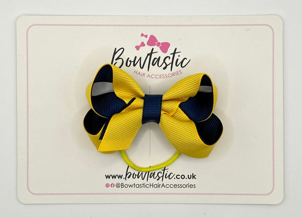 3 Inch Bow Thin Elastic - Yellow Gold & Navy