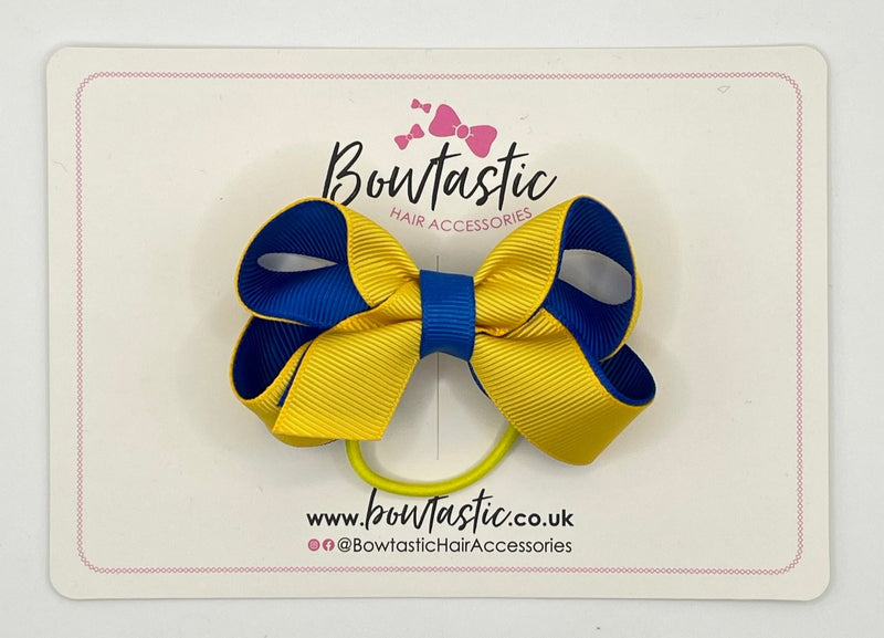 3 Inch Bow Thin Elastic - Yellow Gold & Royal Blue