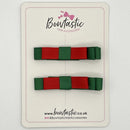 2 Inch Slide Bows - Forest Green & Red - 2 Pack