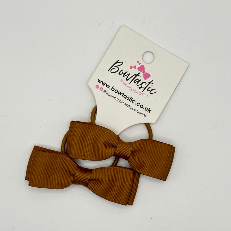 2.75 Inch Flat Bow Thin Elastic - Golden Brown - 2 Pack