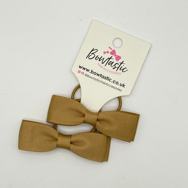 2.75 Inch Flat Bow Thin Elastic - Latte - 2 Pack