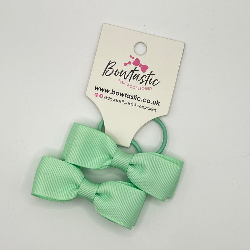 2.75 Inch Flat Bow Thin Elastic - Pastel Green - 2 Pack