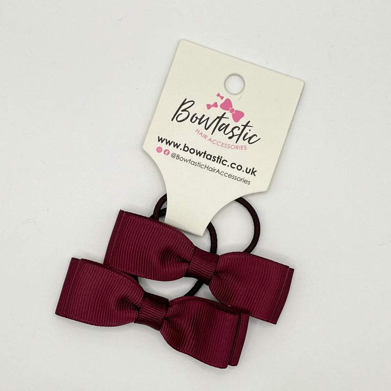 2.75 Inch Flat Bow Thin Elastic - Burgundy - 2 Pack