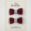 1.75 Inch Bow - Burgundy & Bluebell - 2 Pack